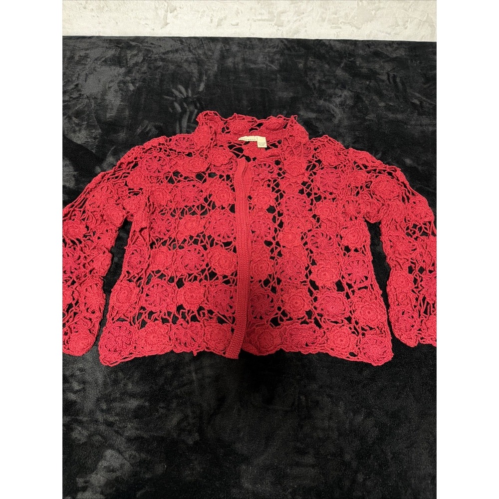 Vintage 1980s Putumayo Long Sleeve Croquet Sweater Dark Red S/M Boho Festival